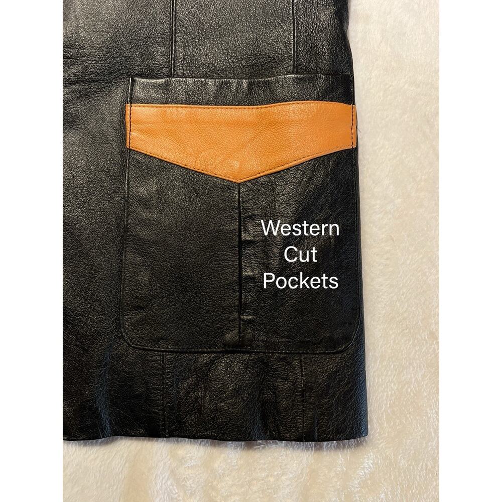 Ferugini M / L Leather Western Blazer Jacket Removable Lining Black Brown - Picture 7 of 15